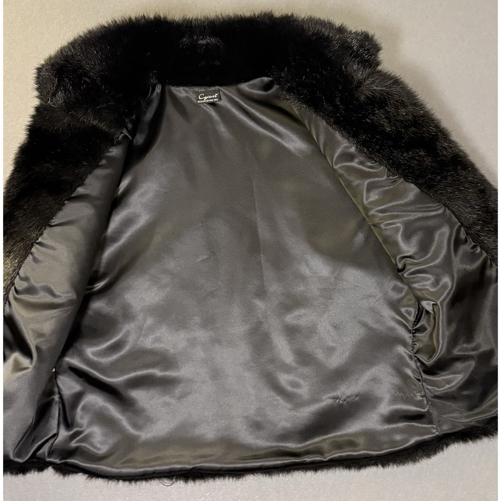 Cejon Faux Fur Sleeveless Black Vest Women Size M Made in U.S.A - Picture 4 of 6
